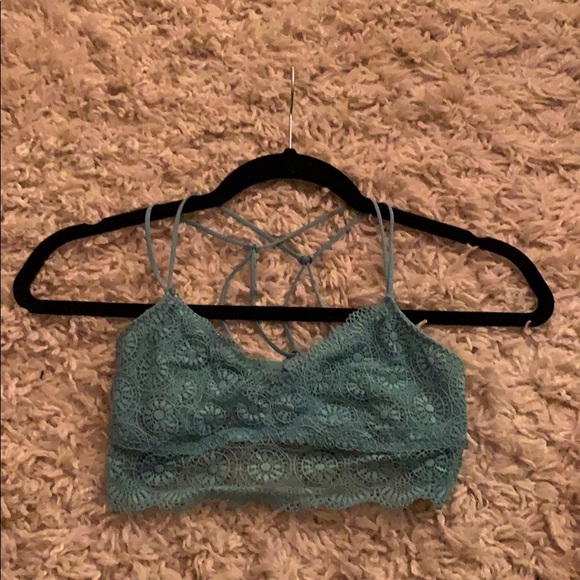 Teal blue lace padded bralette - Picture 1 of 3